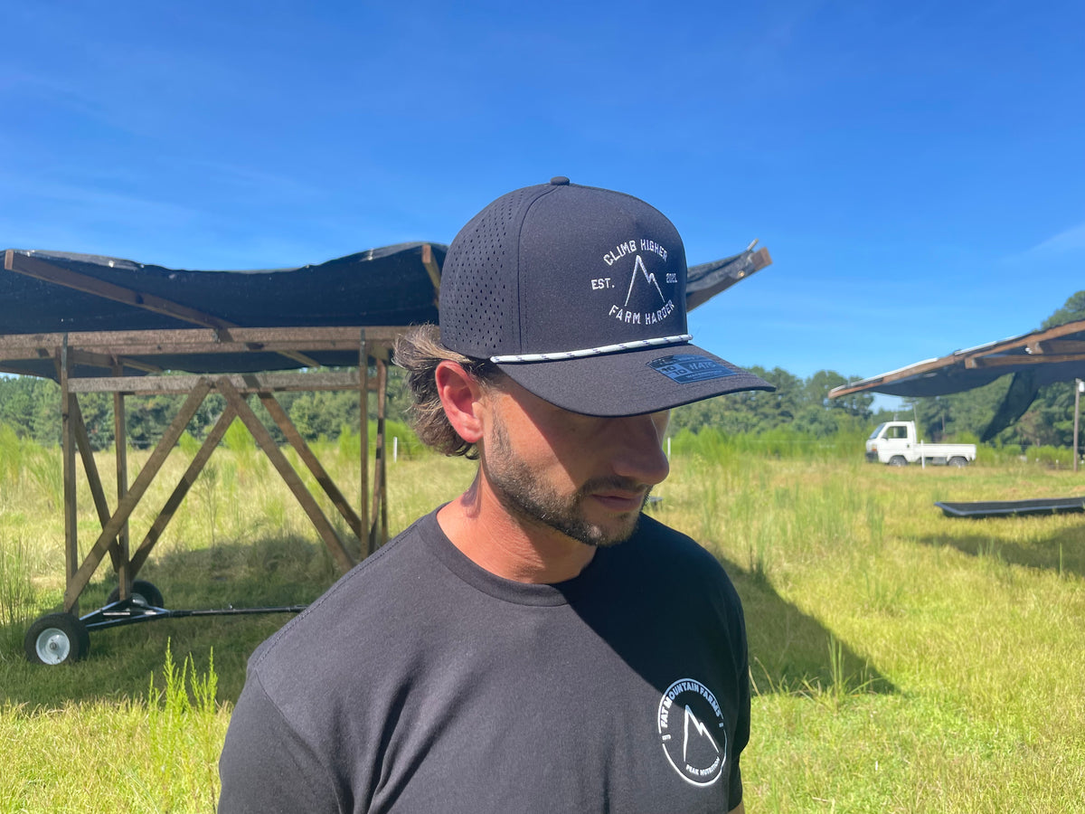 Climb Higher | Farm Harder 1010 5-Panel Rope Hat