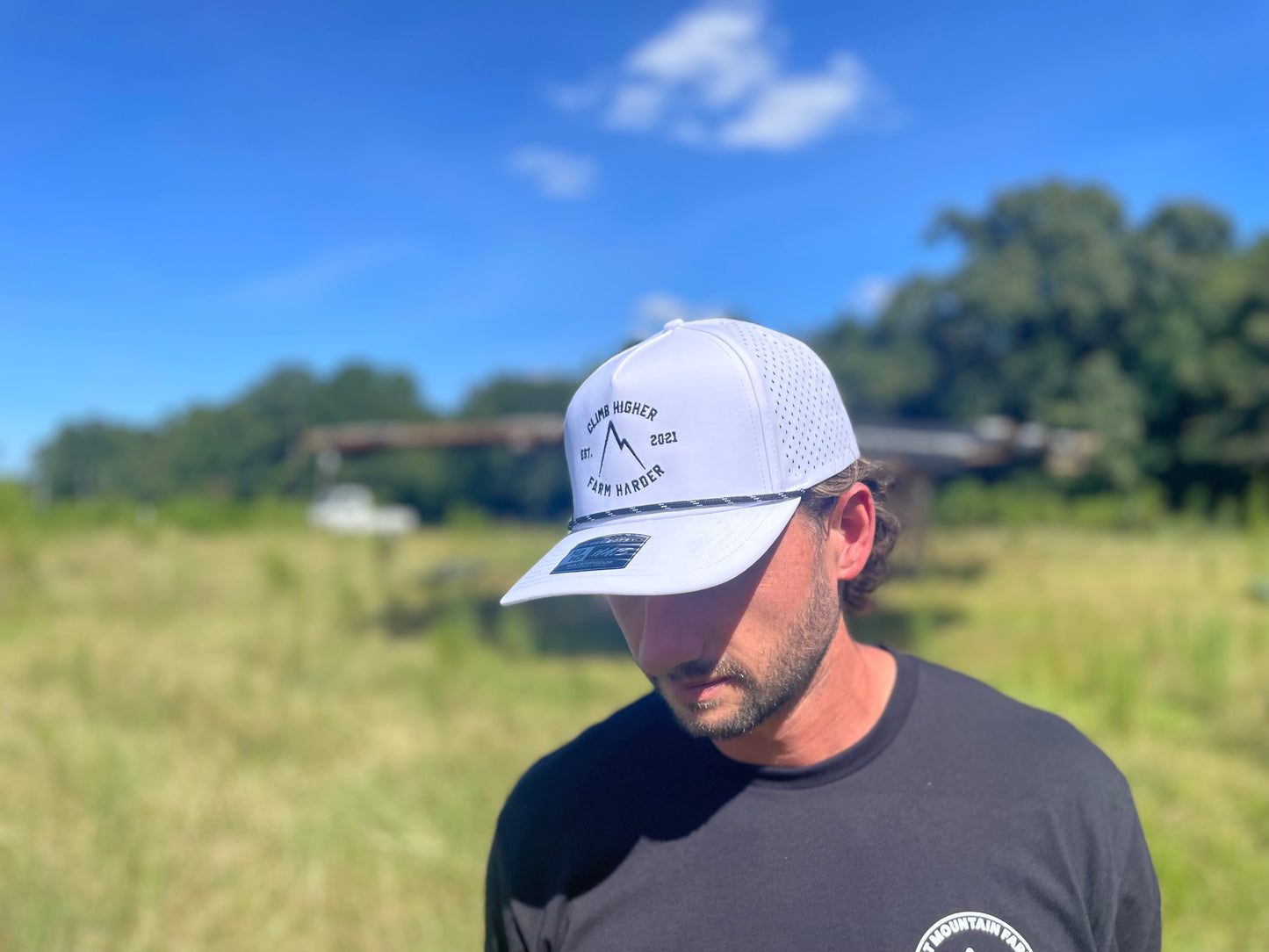 Climb Higher | Farm Harder 1010 5-Panel Rope Hat